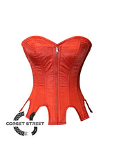 Red Satin With Front Zipper Gothic Costume Overbust Corset Top